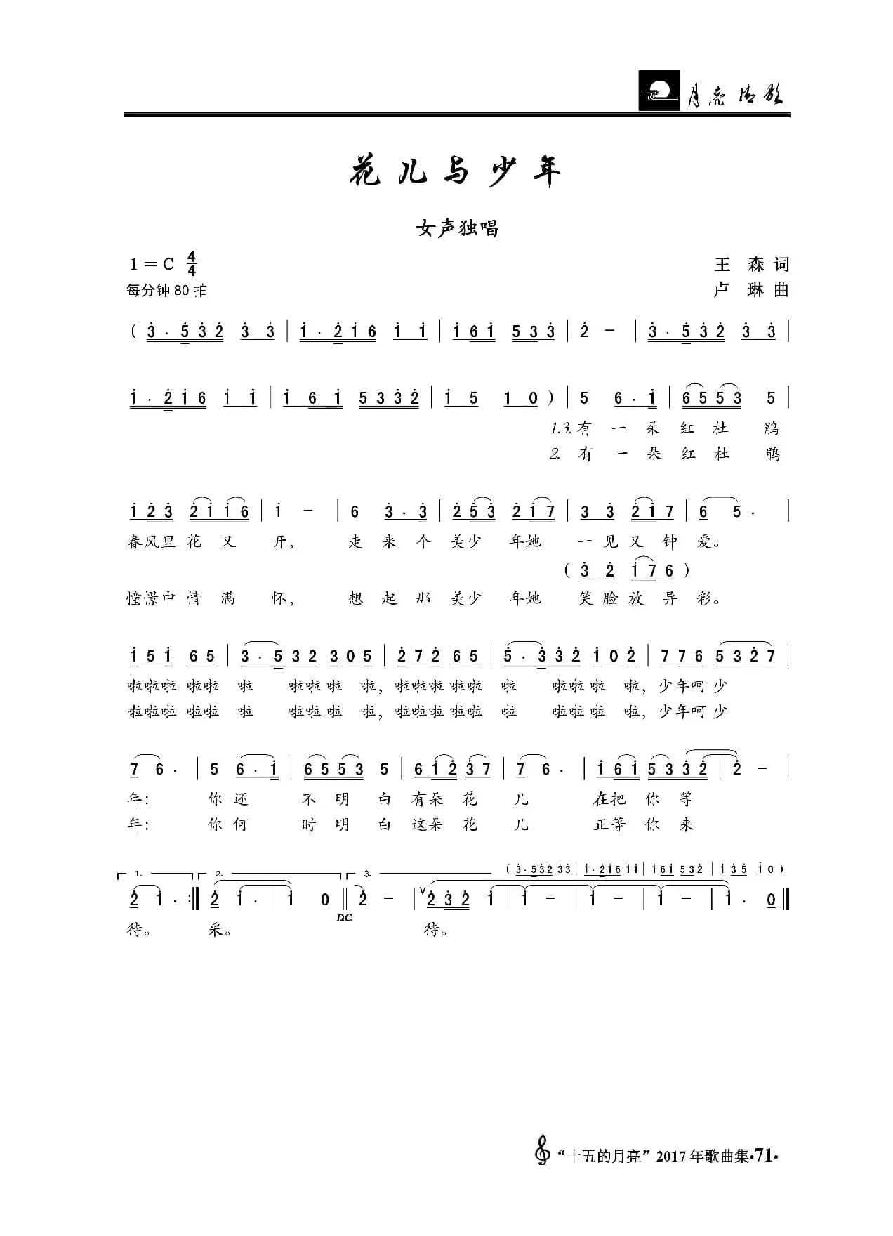 花儿与少年（王森词 卢琳曲）