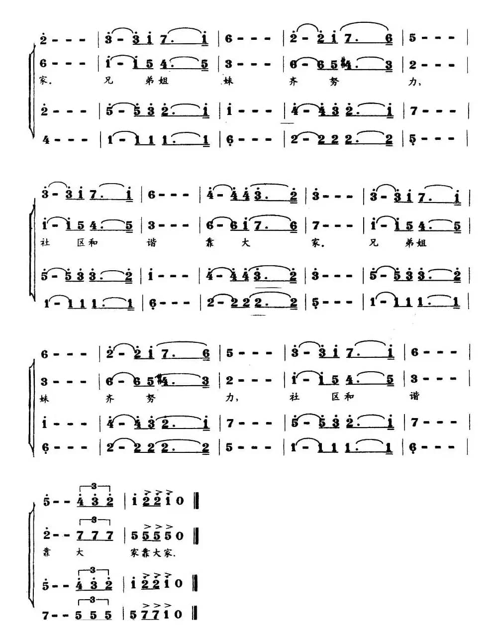 和谐社区之歌（唐天正词 王训军曲、合唱）