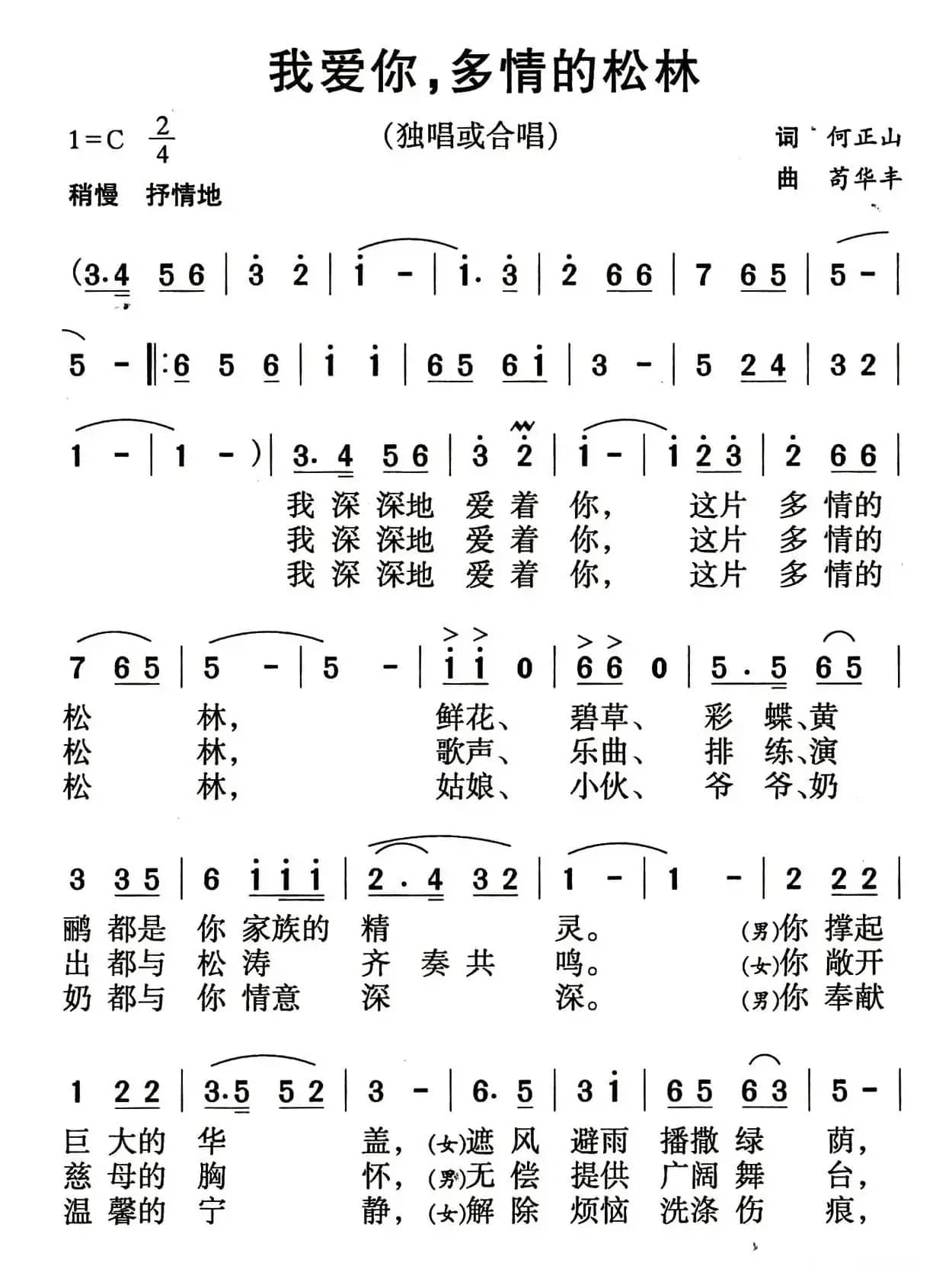我爱你，多情的松林