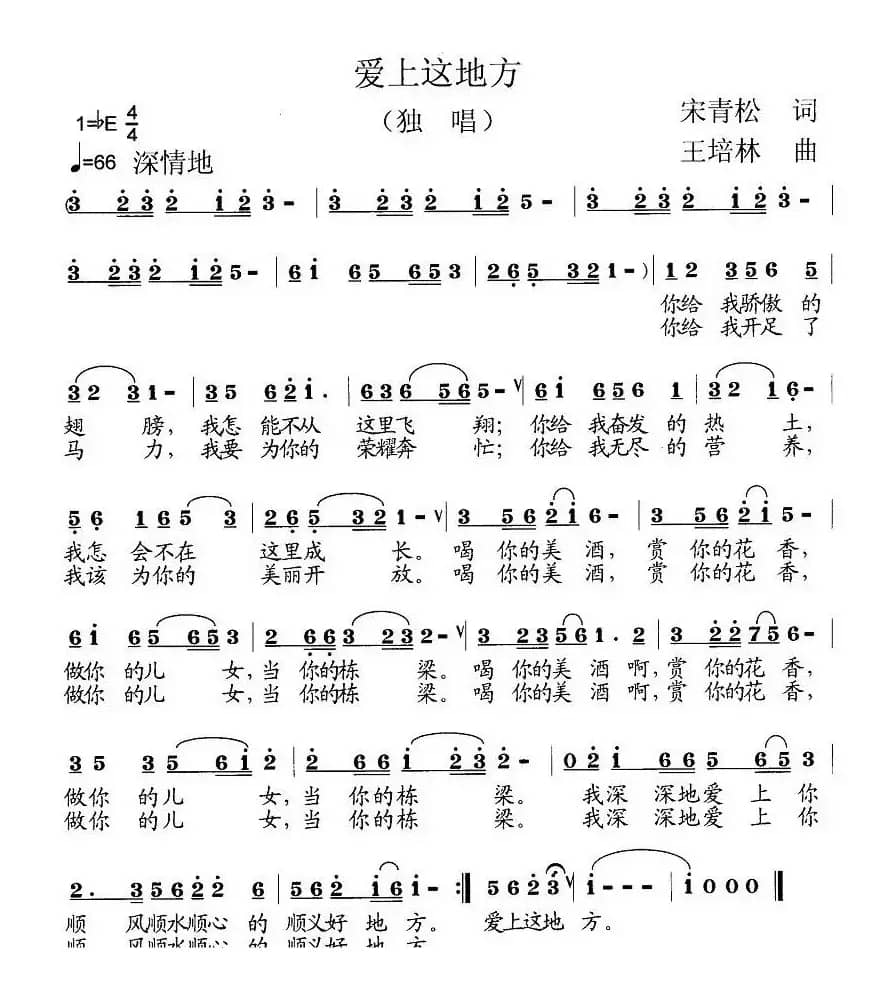 爱上这地方（宋青松词 王培林曲）