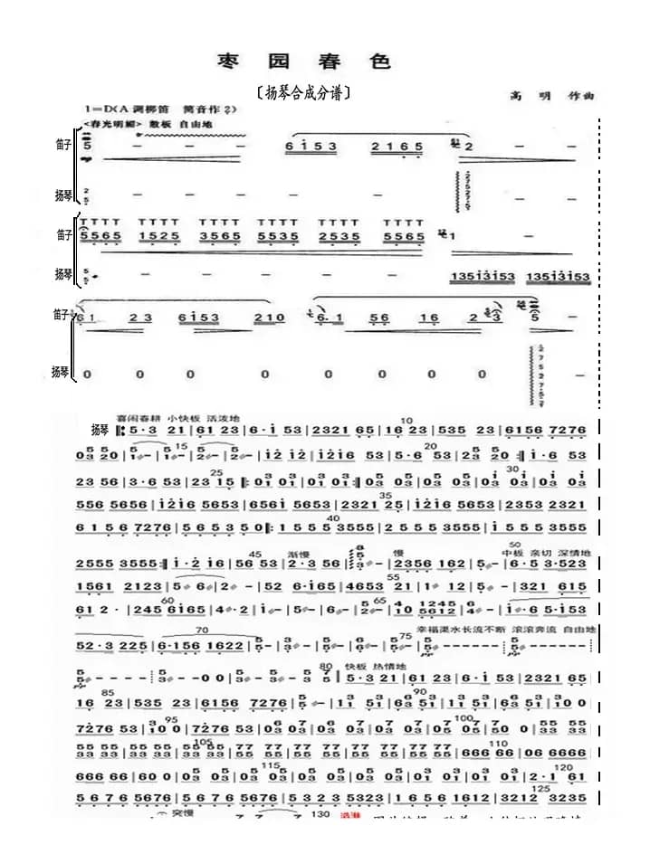 枣园春色（扬琴合成分谱）