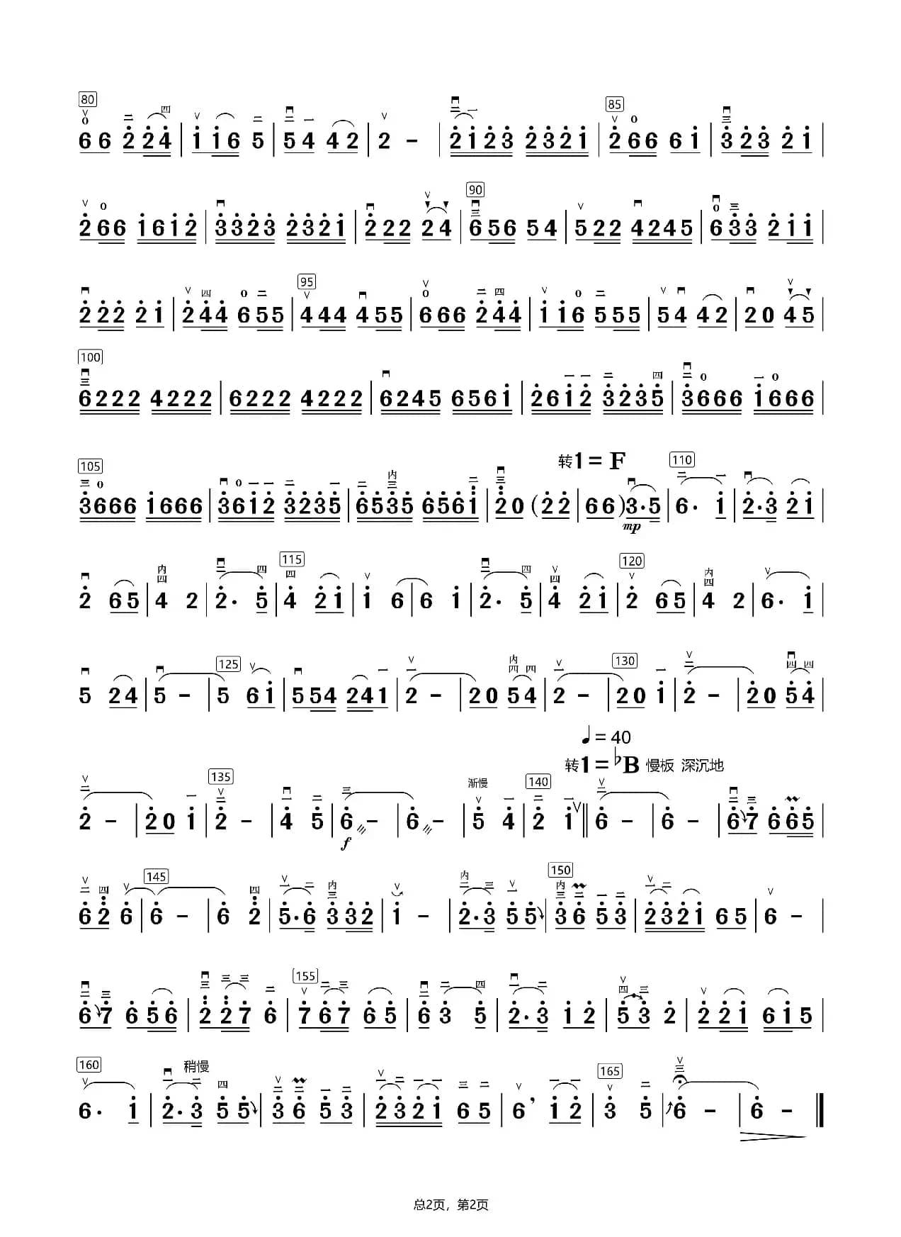 兰花花（二胡曲谱）