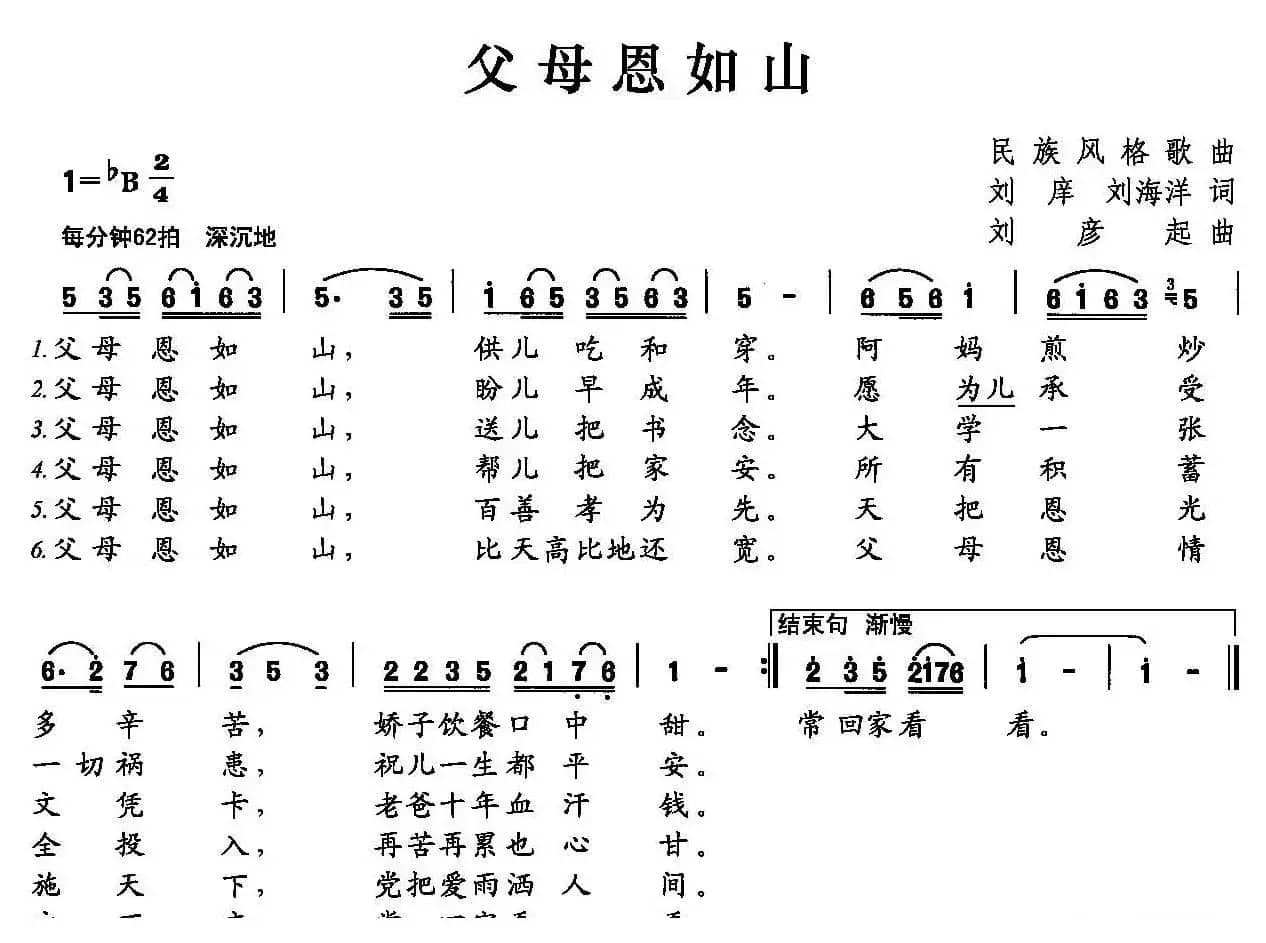 父母恩如山（刘庠 刘海洋词 刘彦起曲）