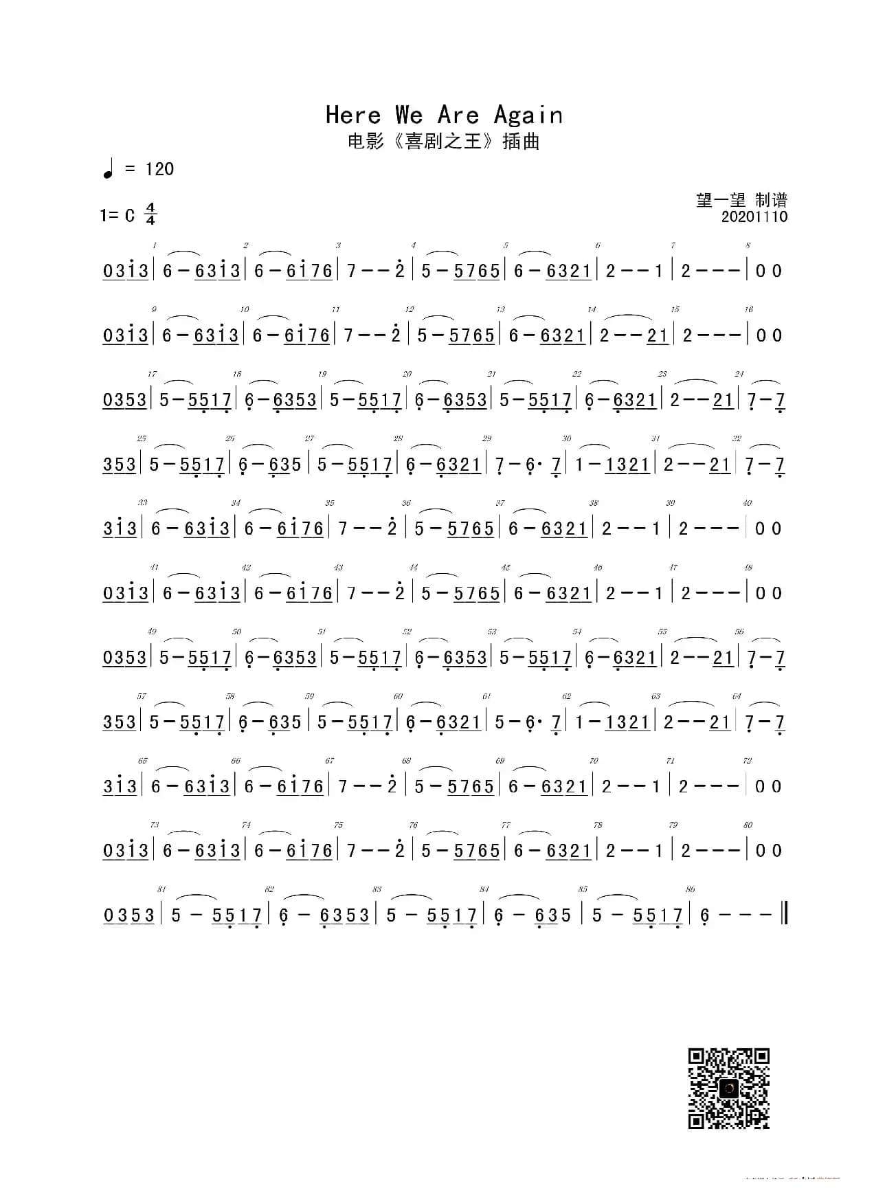 Here We Are Again（电影《喜剧之王》插曲）