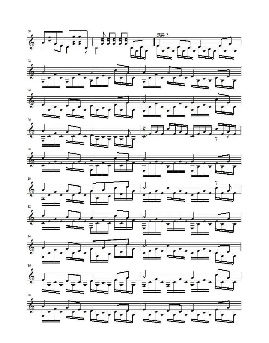 爱尔兰画眉（莎莉花园）（吉他独奏、五线谱）