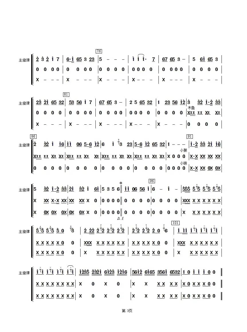 拔根芦柴花（击乐分谱）