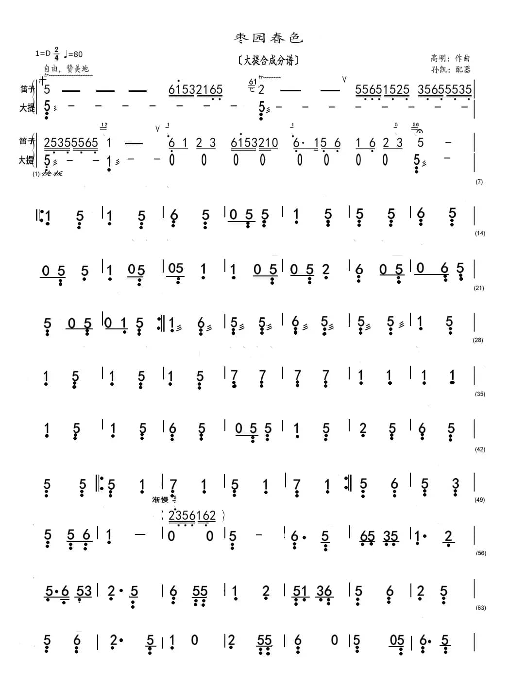 枣园春色（大提合成分谱）