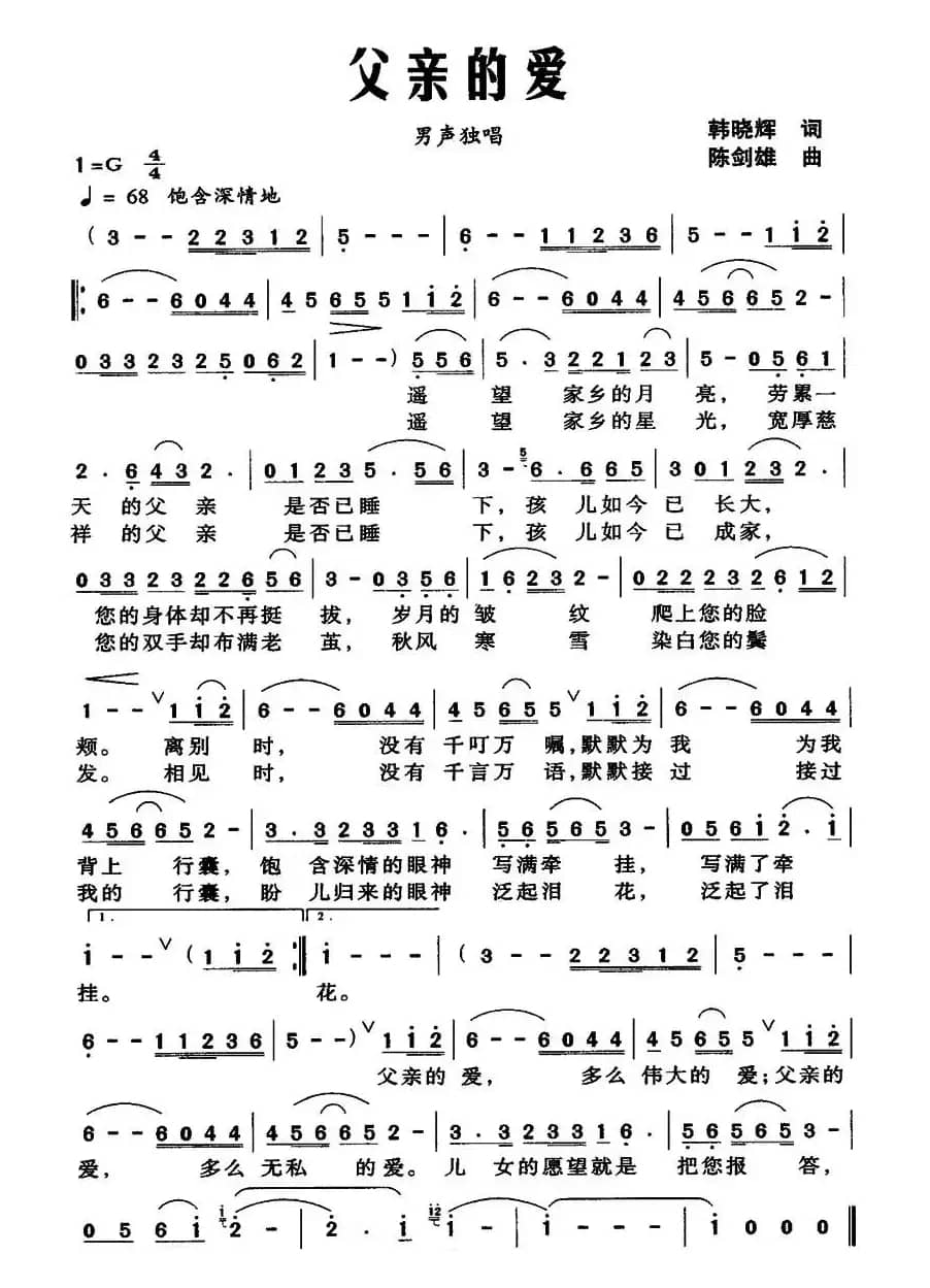 父亲的爱(韩晓辉词 陈剑雄曲)