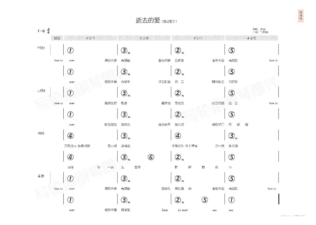 逝去的爱（简和谱）