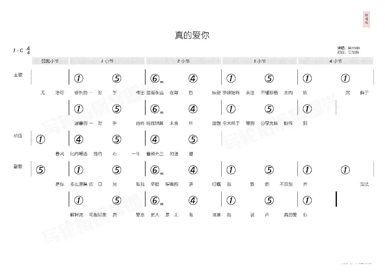 真的爱你(简和谱)