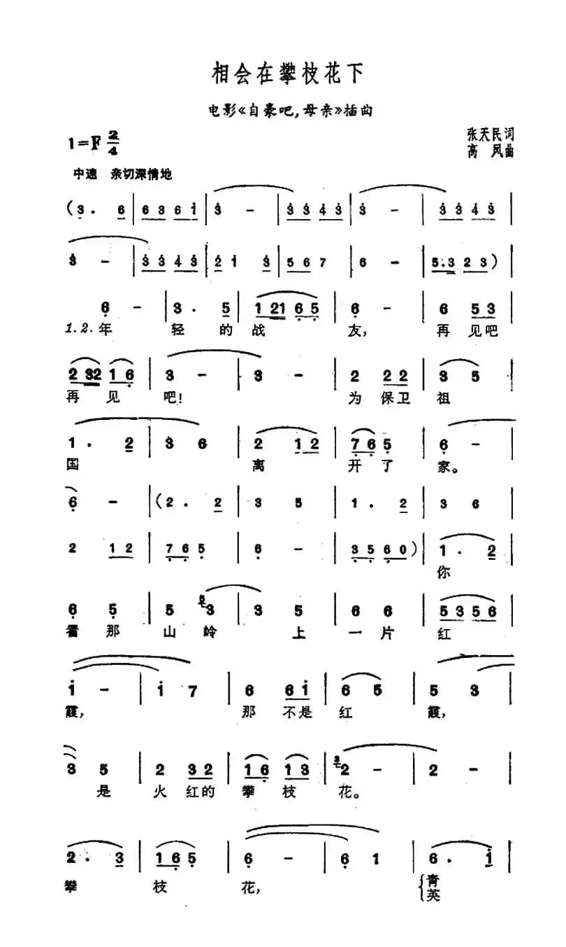 相会在攀枝花下(电影《自豪吧,母亲》插曲 )
