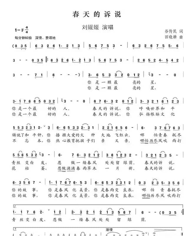 春天的诉说(谷传民词 田晓耕曲)