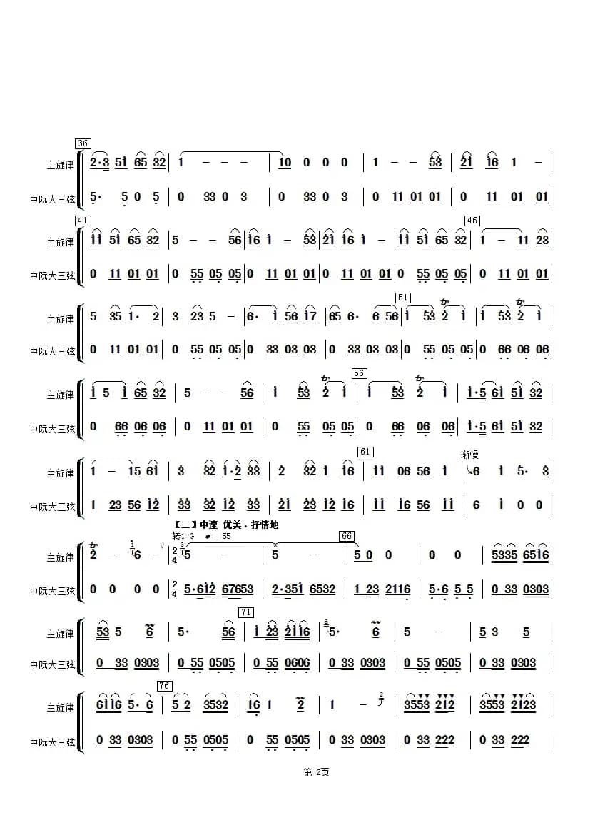 扬州小调（中阮、大三弦分谱）
