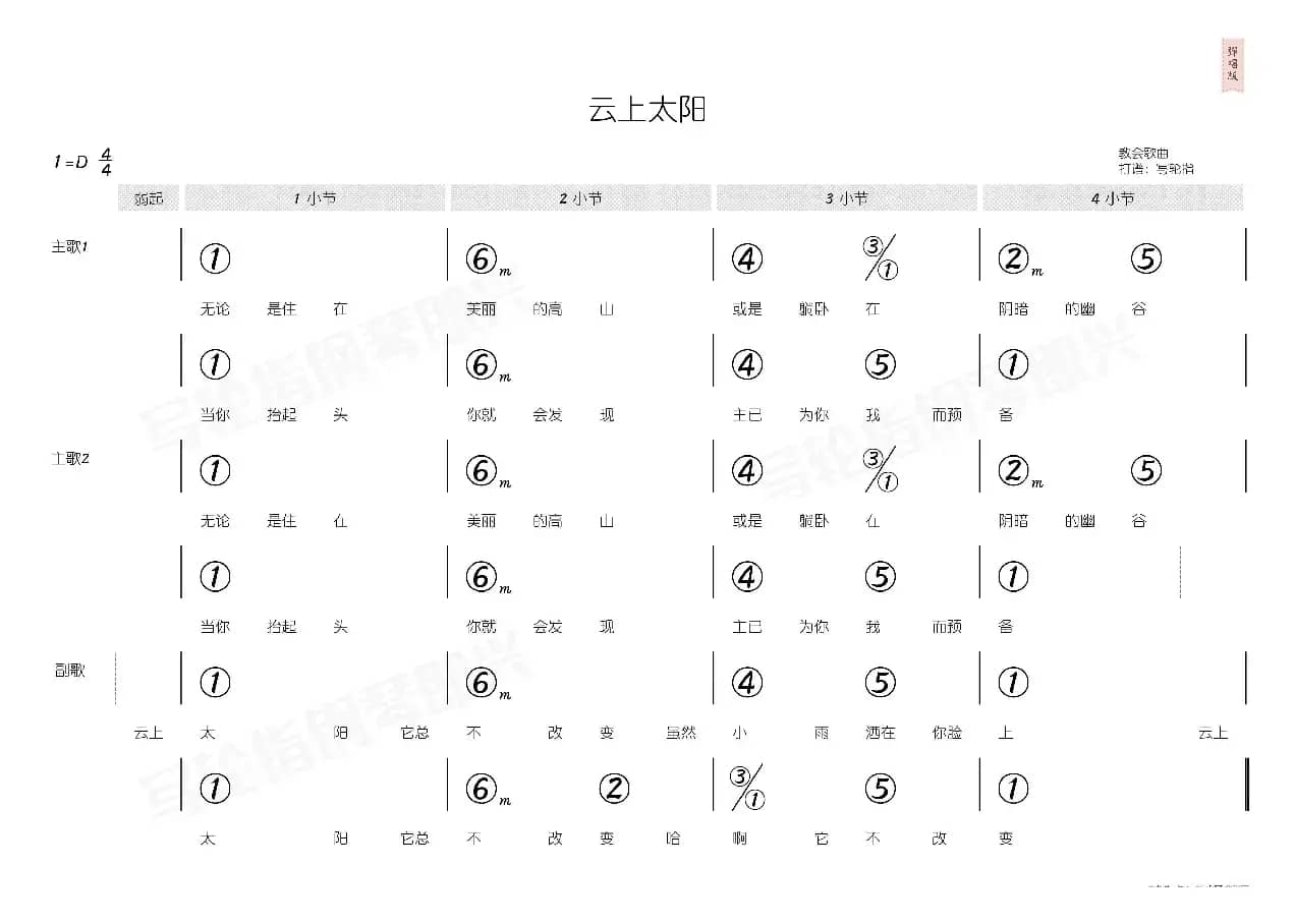 云上太阳（简和谱）