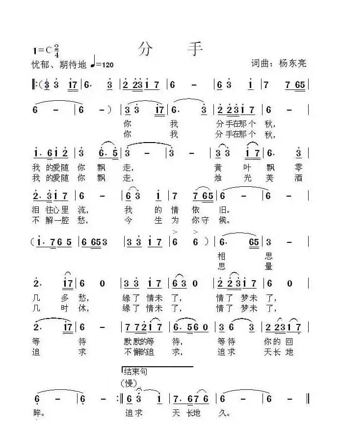 分手（杨东亮词曲）