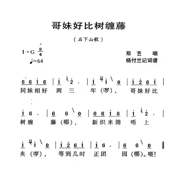 河源民歌：哥妹好比树缠藤