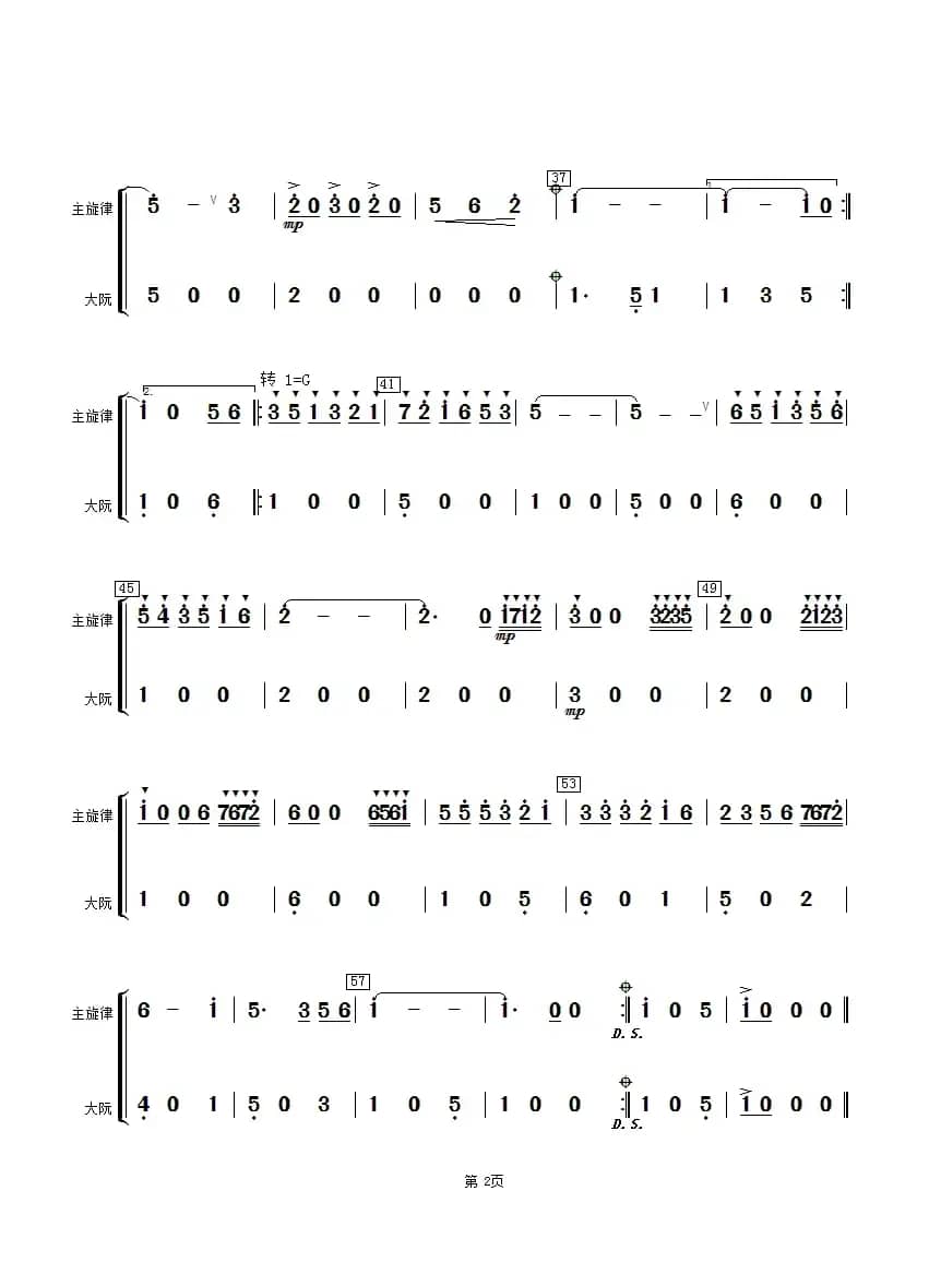 马兰花开（大阮分谱）