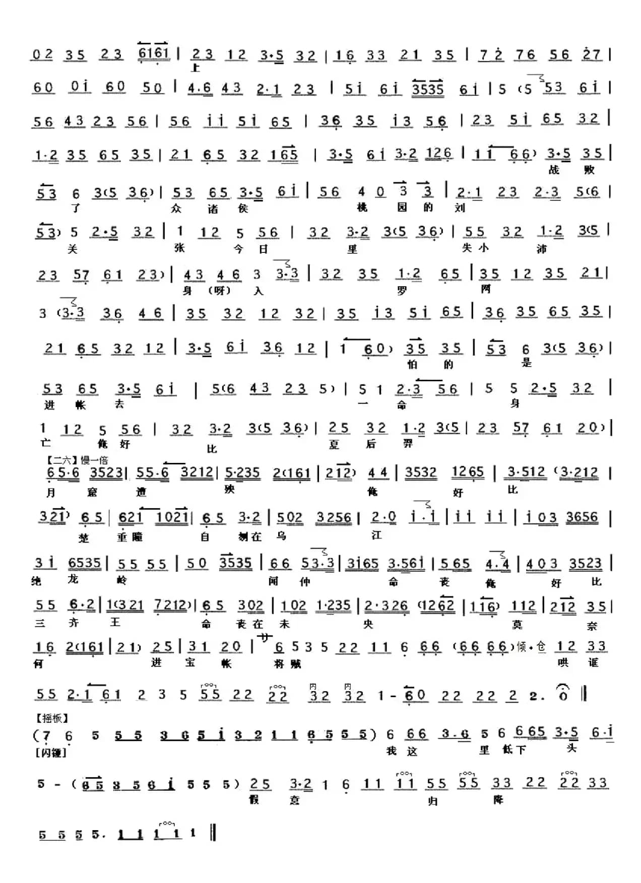 京剧《白门楼》今日里在阵前大败一仗（京胡伴奏谱）