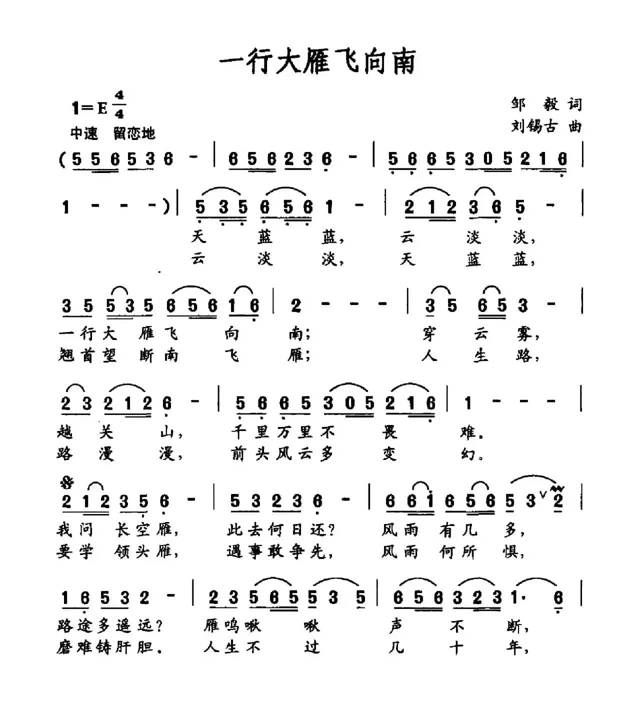 一行大雁飞向南