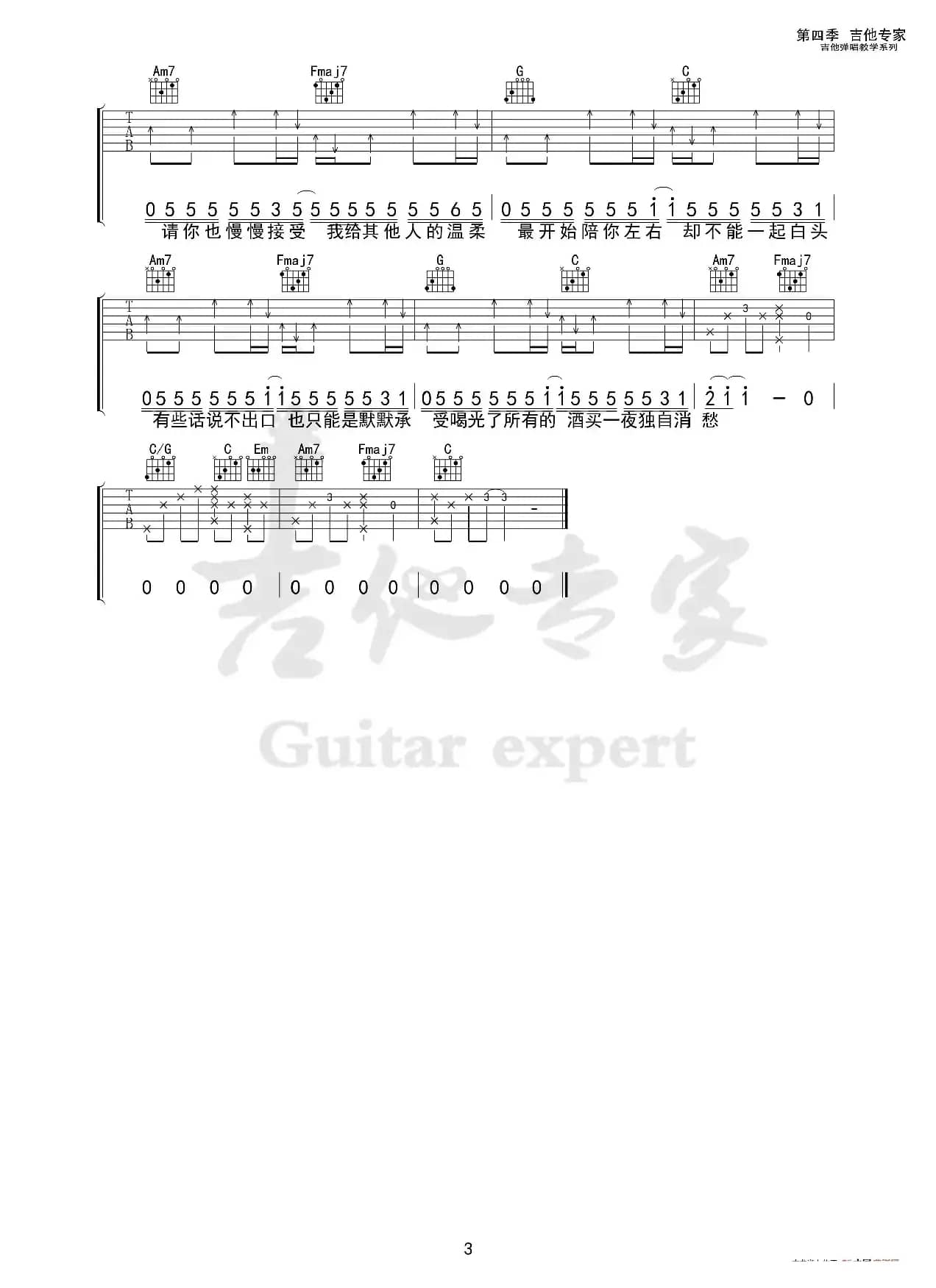 真的忘了 免费吉他谱