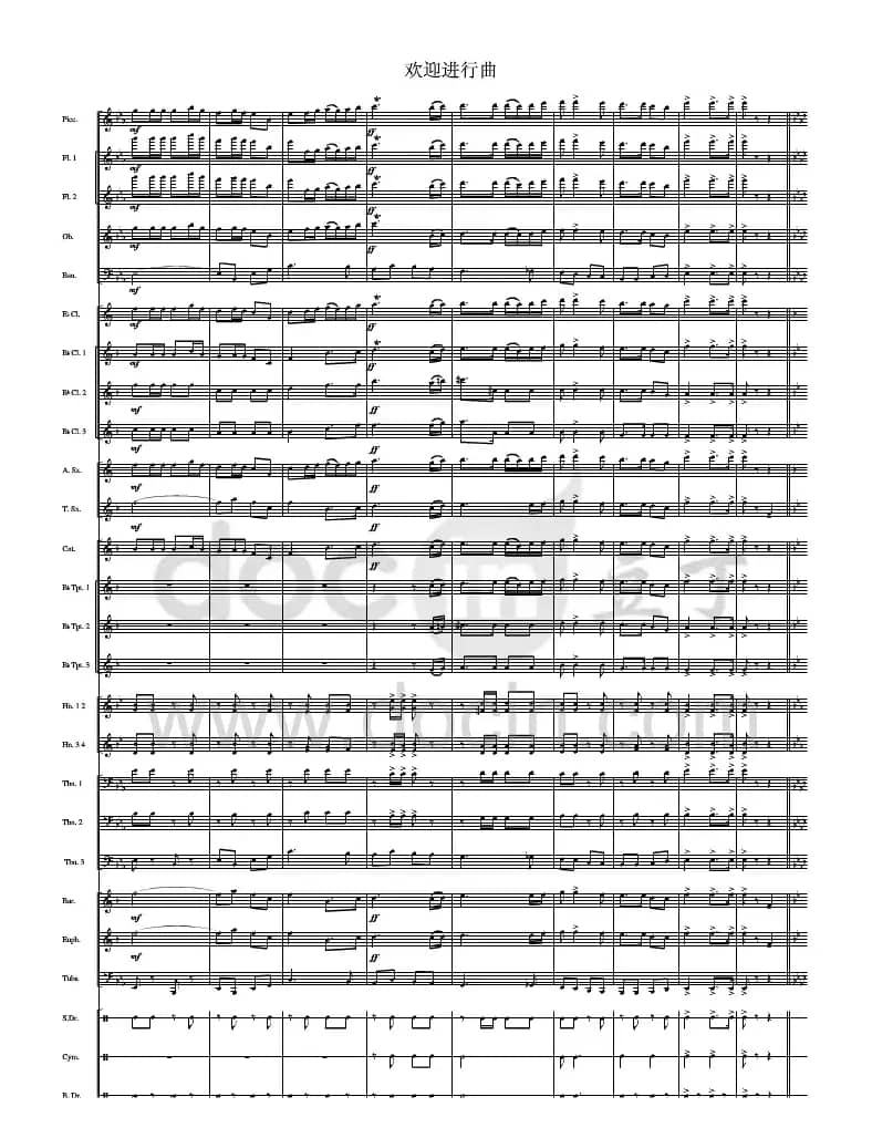 欢迎进行曲(军乐总谱)线