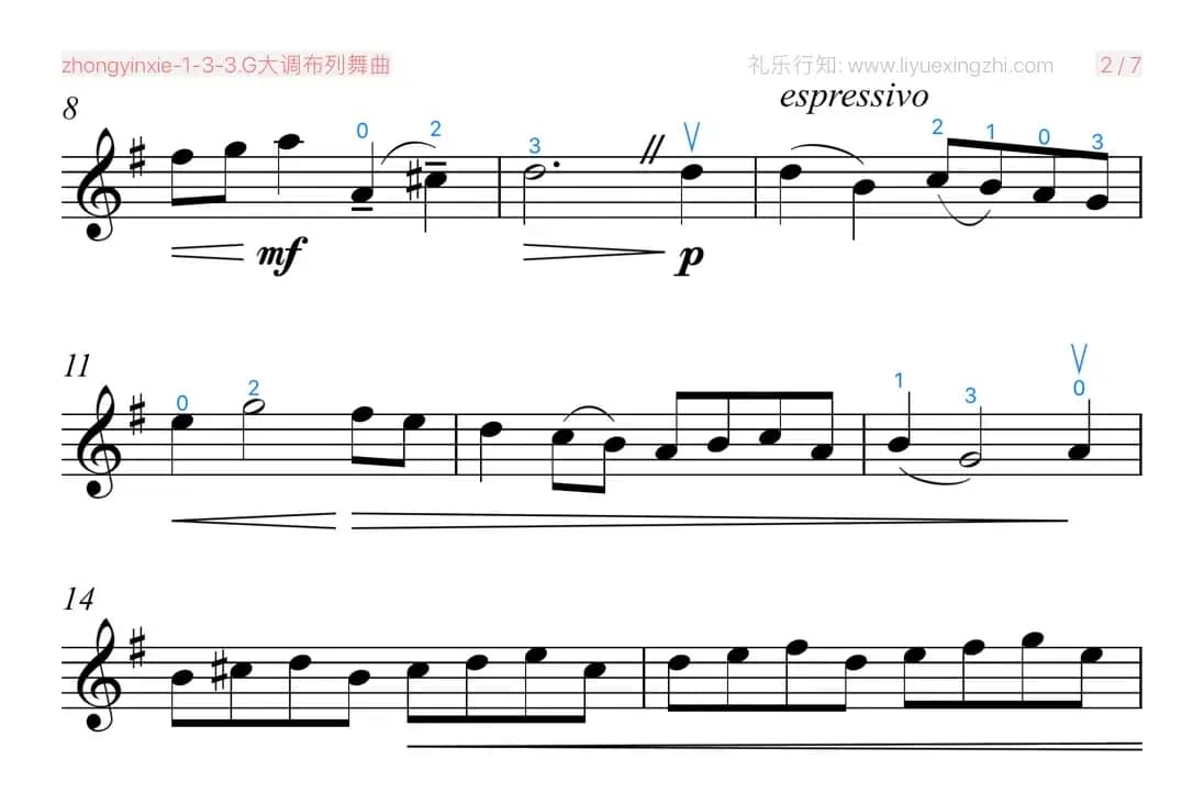 G大调布列舞曲 [大字排版]（小提琴）