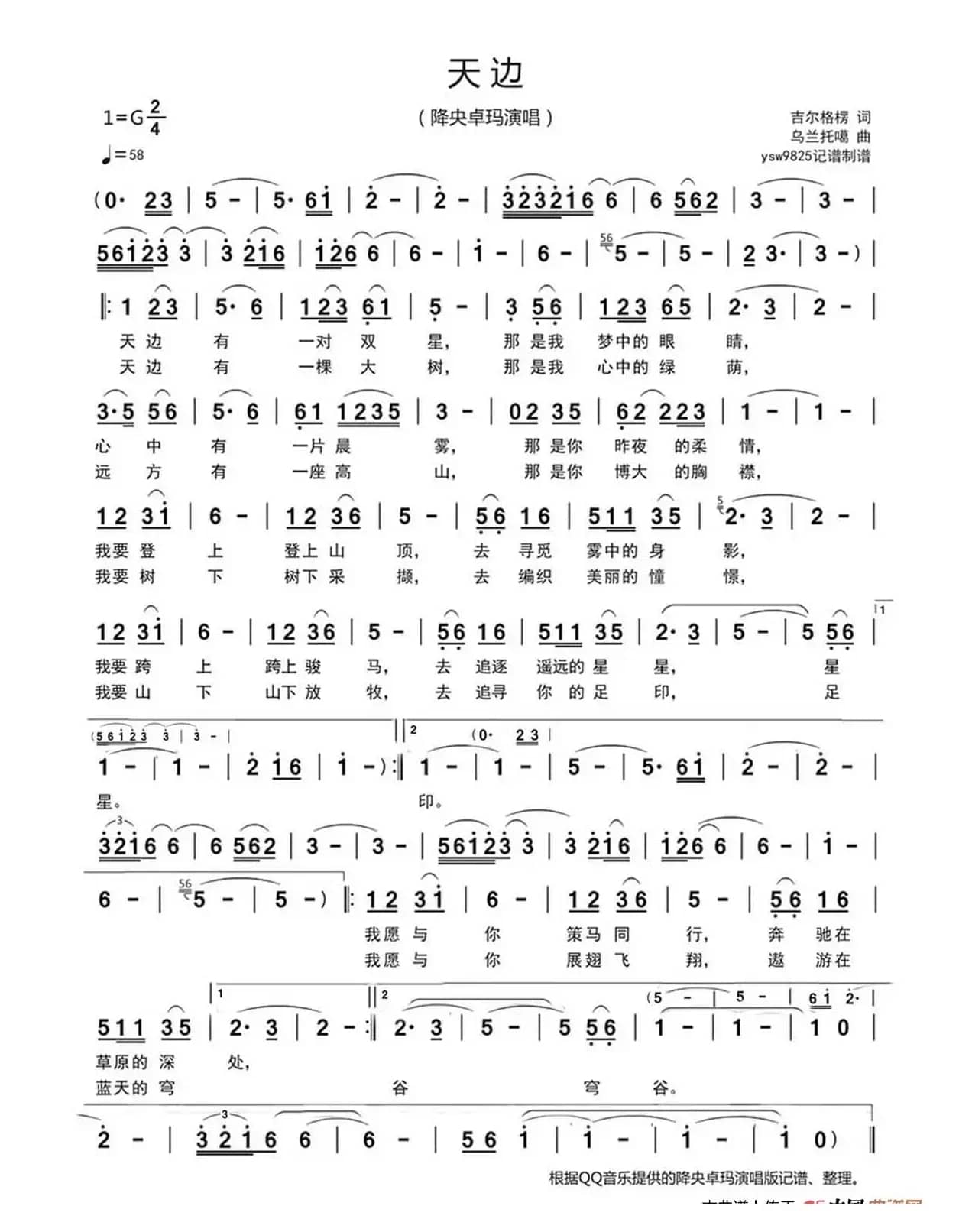 天边（降央卓玛演唱）