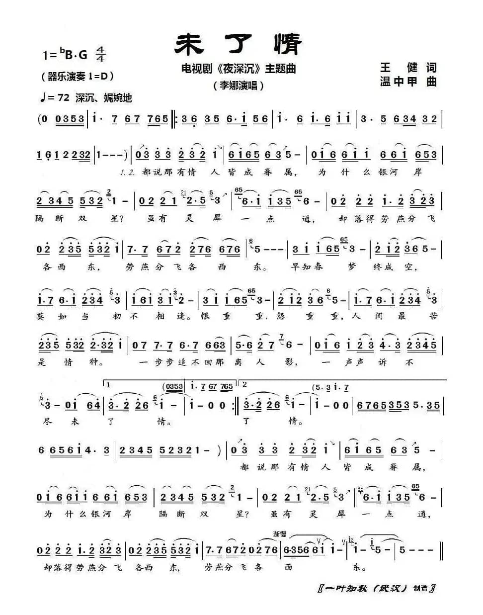 未了情（电视剧《夜深沉》主题歌）