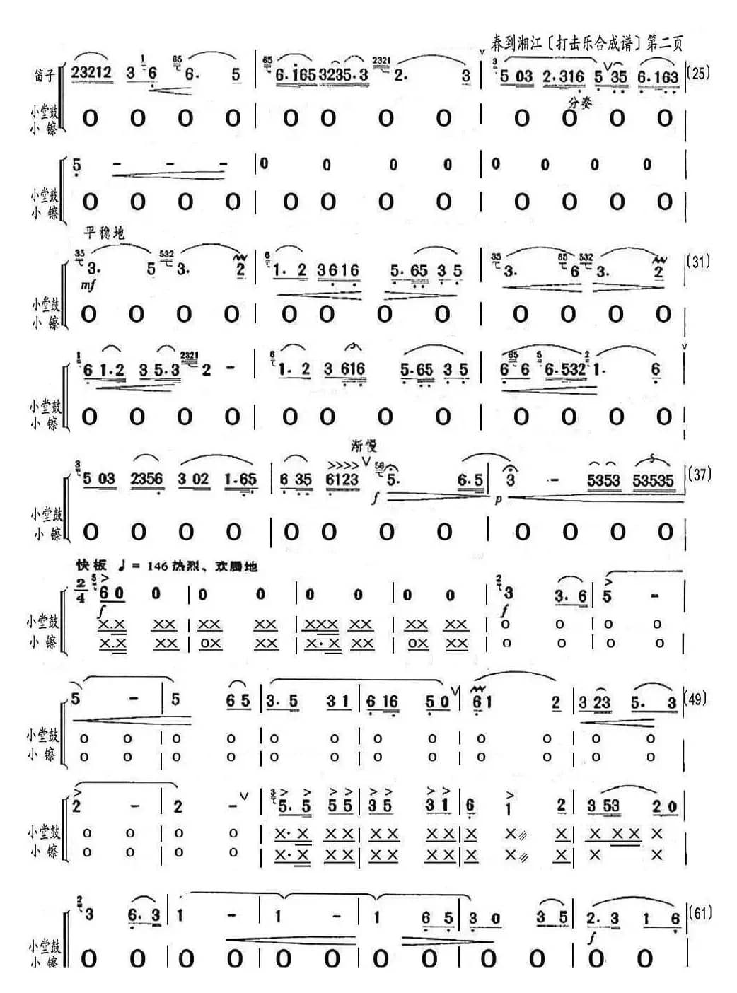 春到湘江（打击乐合成谱）