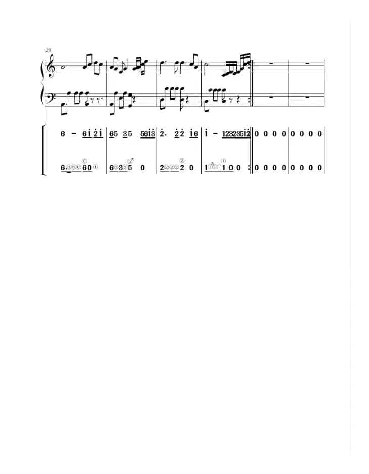 北国之春（手风琴谱带指法）