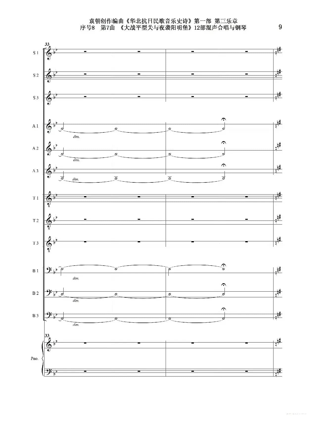 重发：序号8第7曲《大战平型关与夜袭阳明堡》Ⅰ合唱团与钢琴