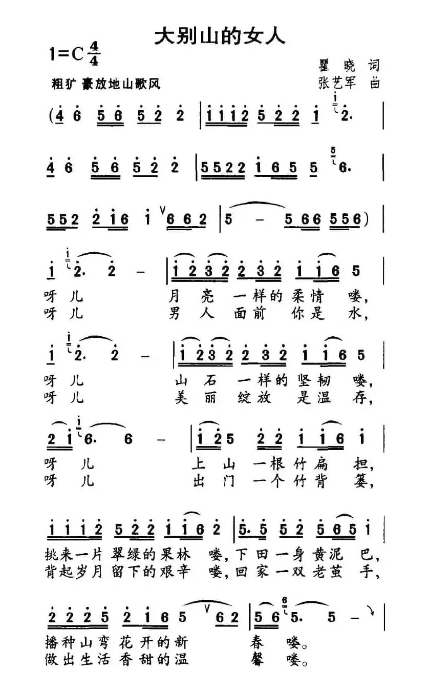 大别山的女人（瞿晓词 张艺军曲）