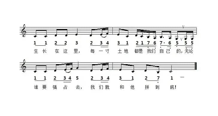 游击队歌(线简谱对照版)