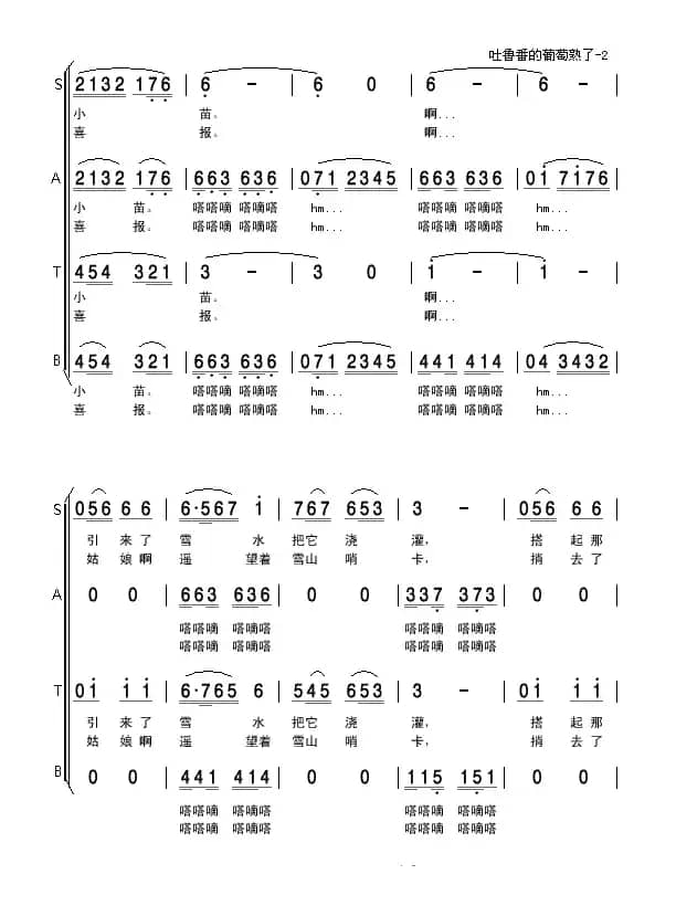 吐鲁番的葡萄熟了(亦弛改编）（混声合唱）