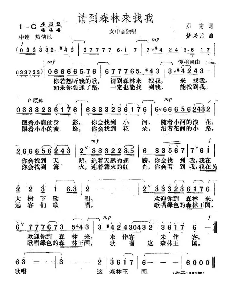 请到森林来找我