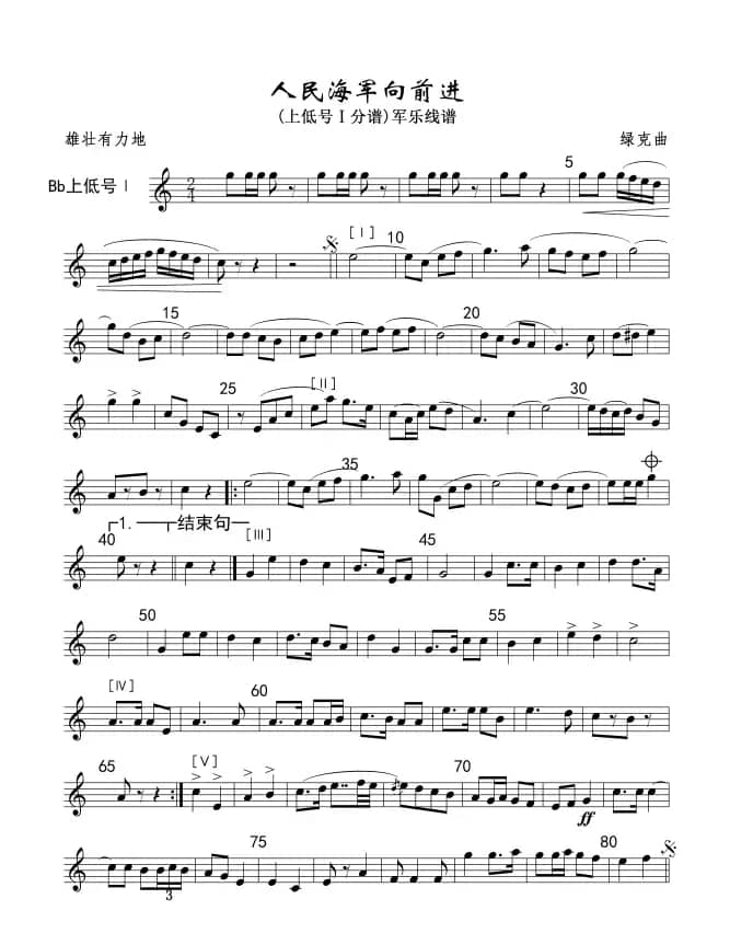 7人民海军向前进(上低号Ⅰ分谱)军乐线