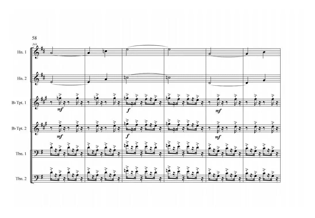 铜管六重奏《中国航母前奏曲》总谱（周开屏原创）