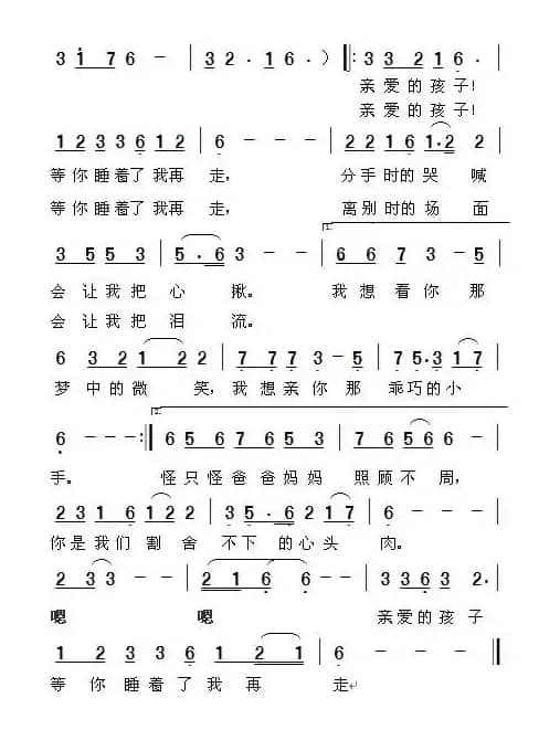 等你睡着了我再走（宋继军词 周善儒曲）