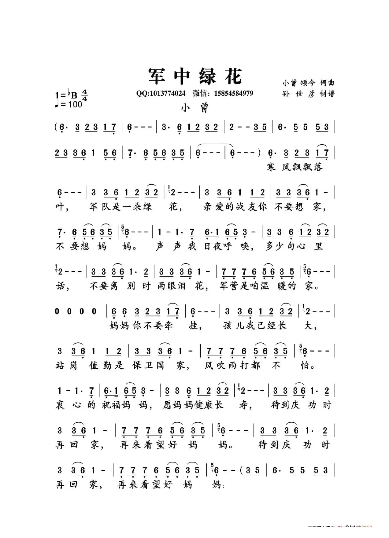 军中绿花（大字老人适用）
