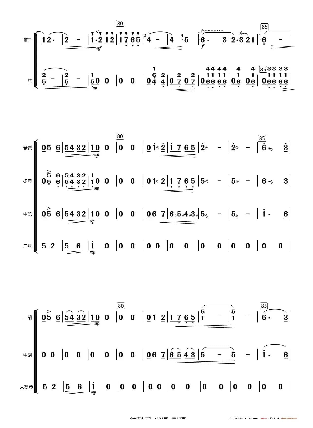 大青山下（总谱）