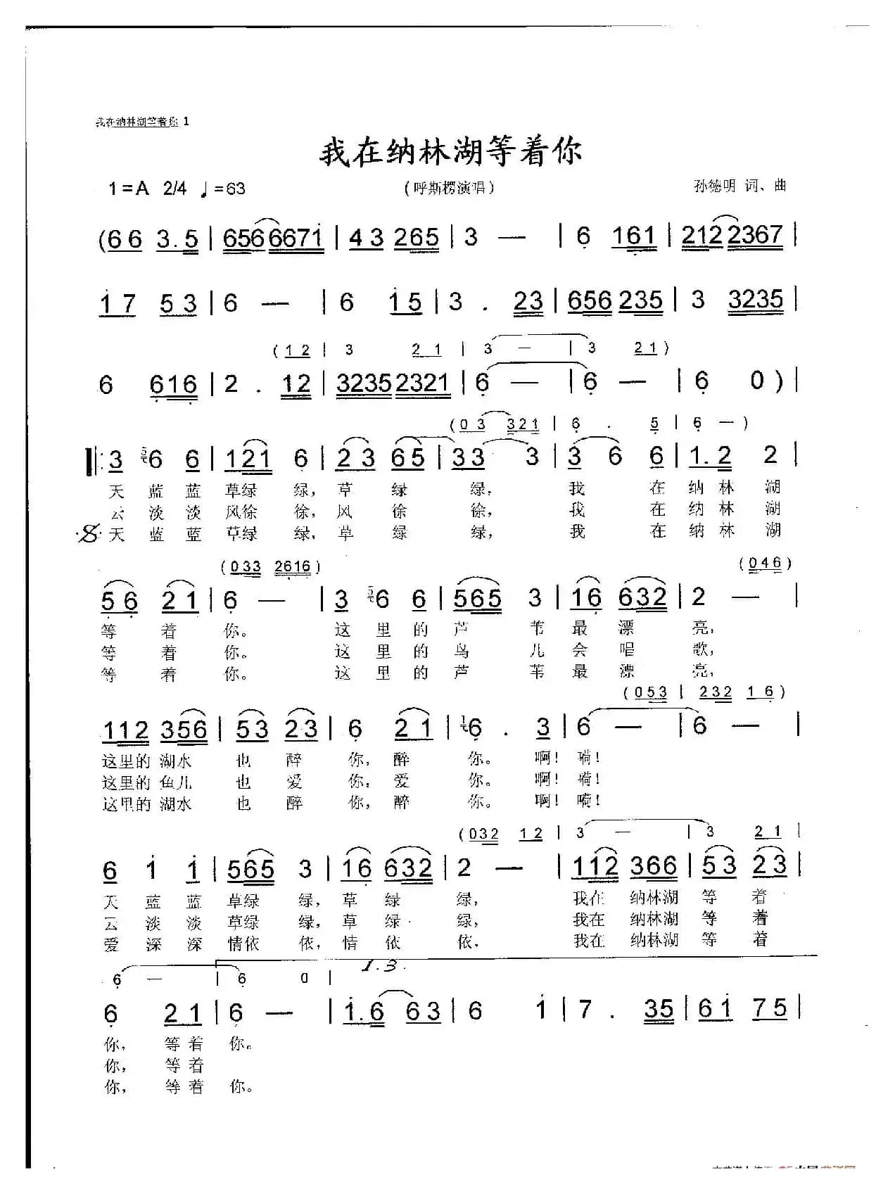 我在纳林湖等着你（呼斯楞演唱版）