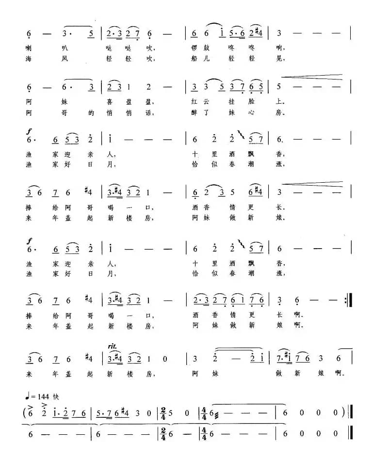 渔家阿妹（刘麟词 王志信曲）