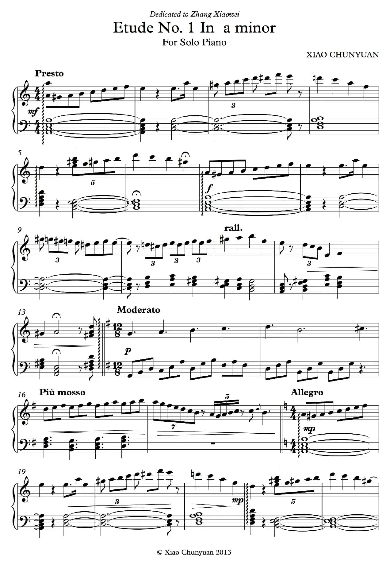 Etude No 1（钢琴练习曲）