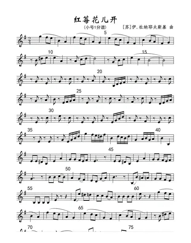 红莓花儿开(小号1分谱)
