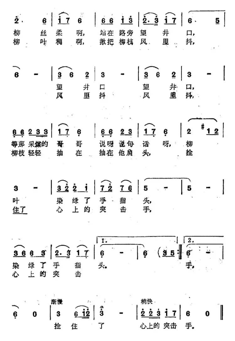揪一把柳枝风里抖（毛撬词 于树骅曲）