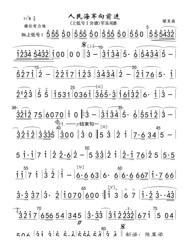 7人民海军向前进(上低号Ⅰ分谱)军乐