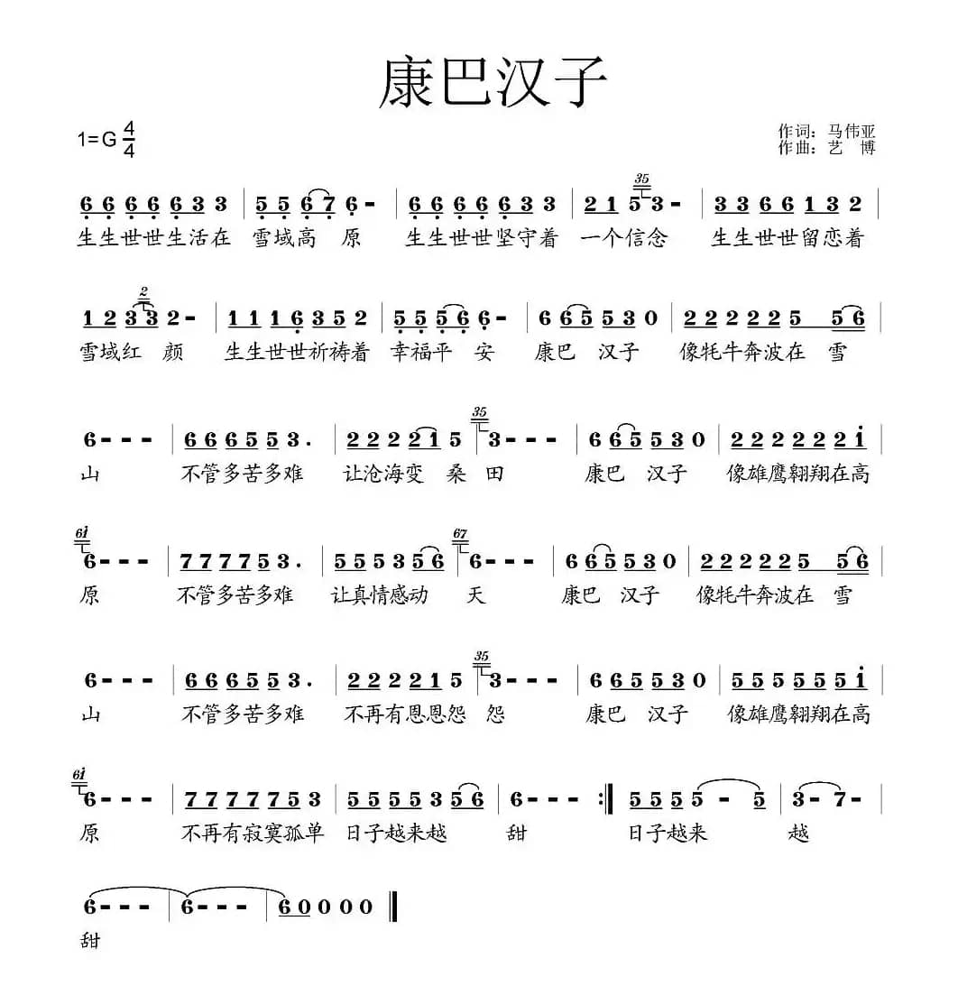 康巴汉子（马伟亚词 艺博曲）