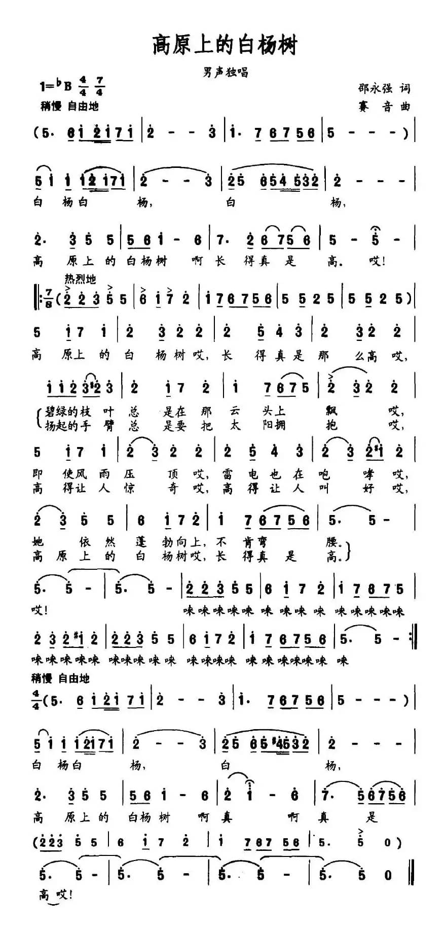 高原上的白杨树