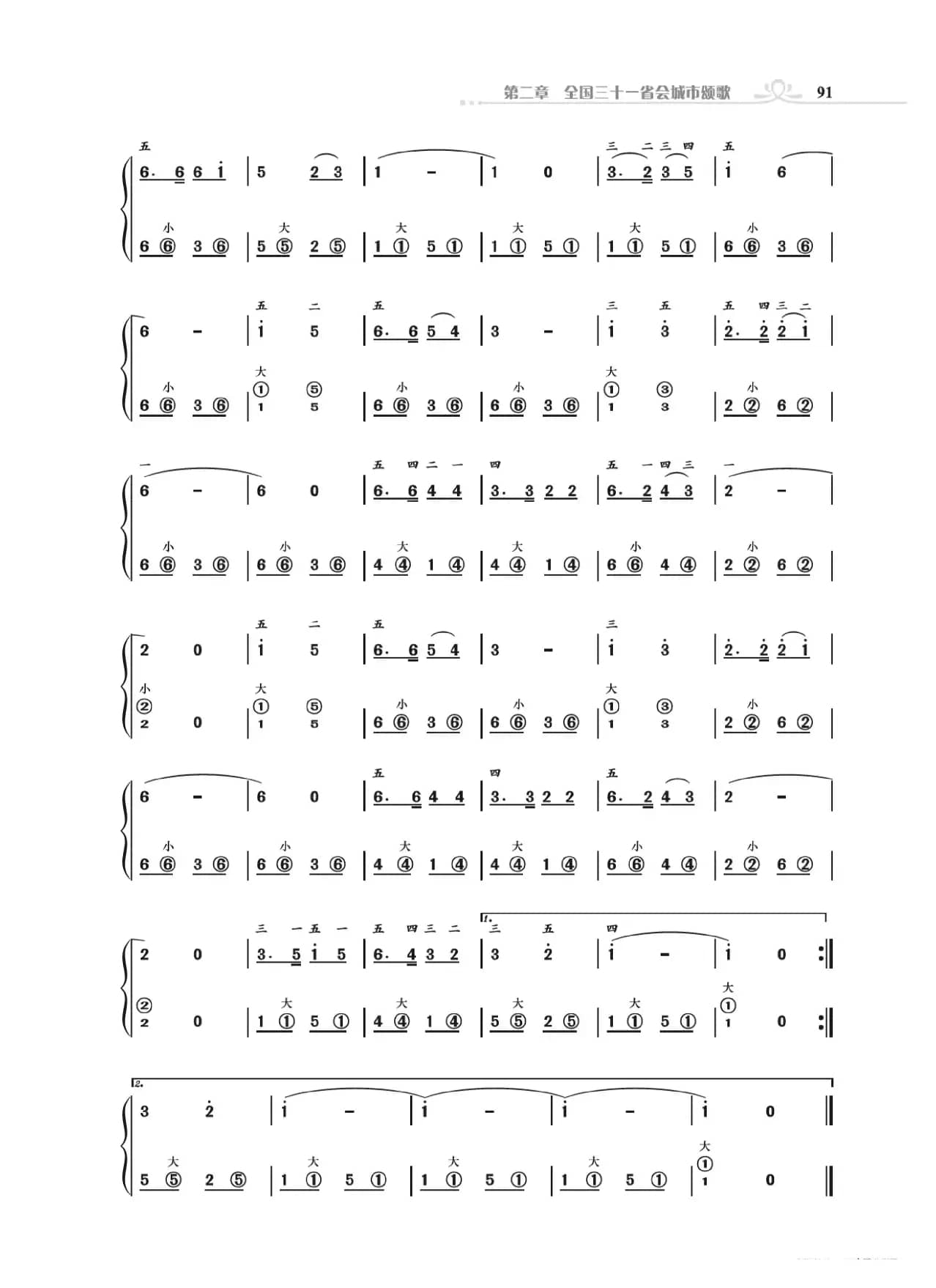 手风琴基础训练附录31首省城颂歌（朱国鑫编著）