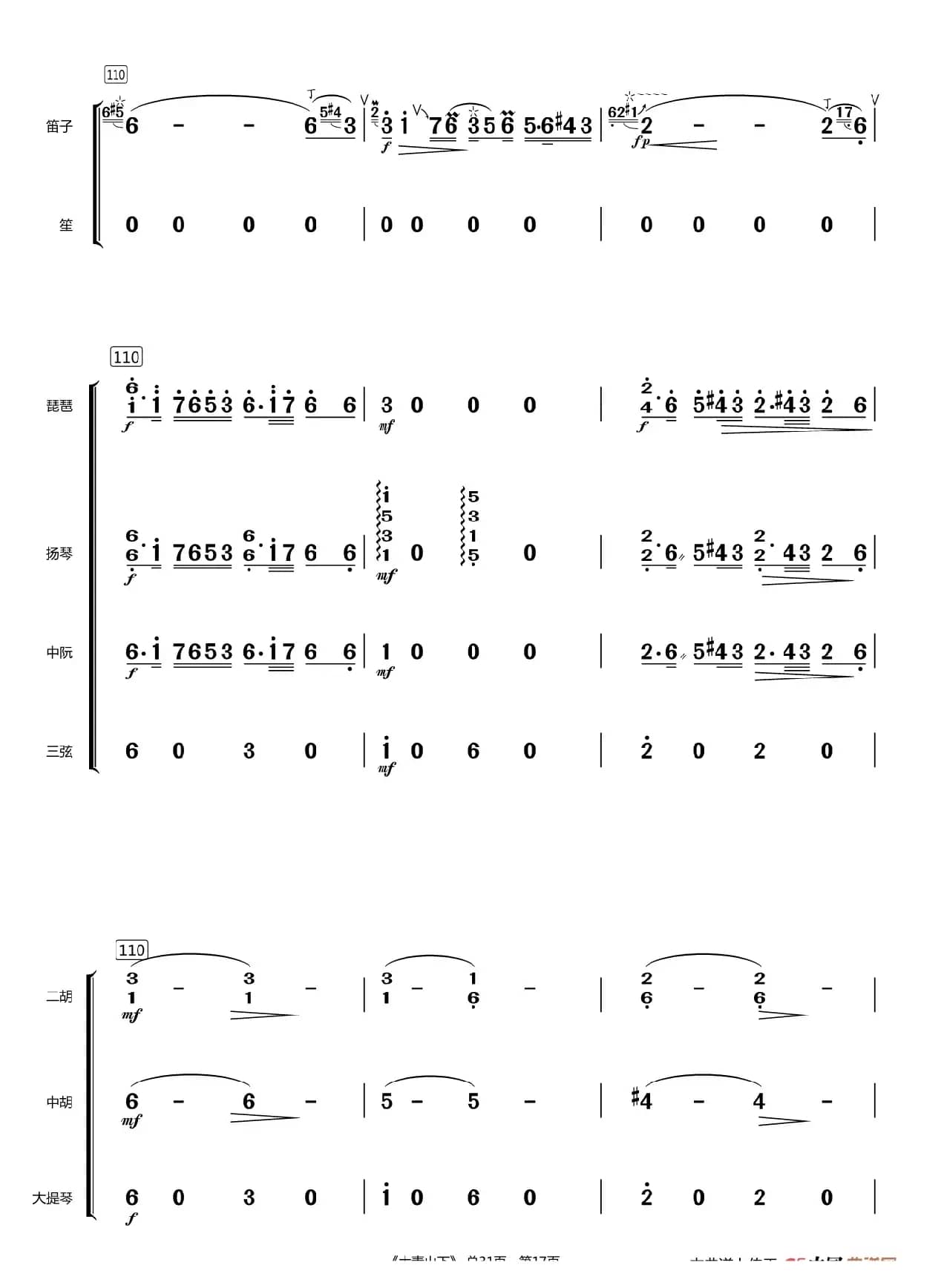 大青山下（总谱）